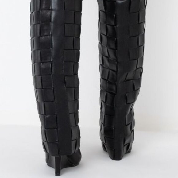 AZALEA WANG WEAVING THROUGH NIGHT WEDGE BOOT IN BLACK ( BRAND NEW !!! ) - Picture 3 of 7